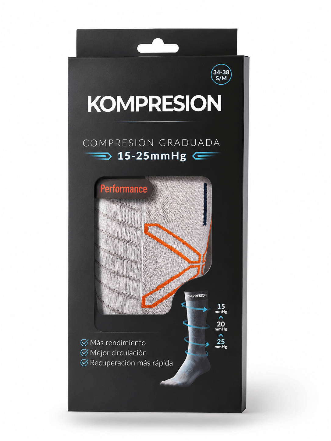 Calcetines de compresión Performance Orange - compresión graduada 15-25 mmHg