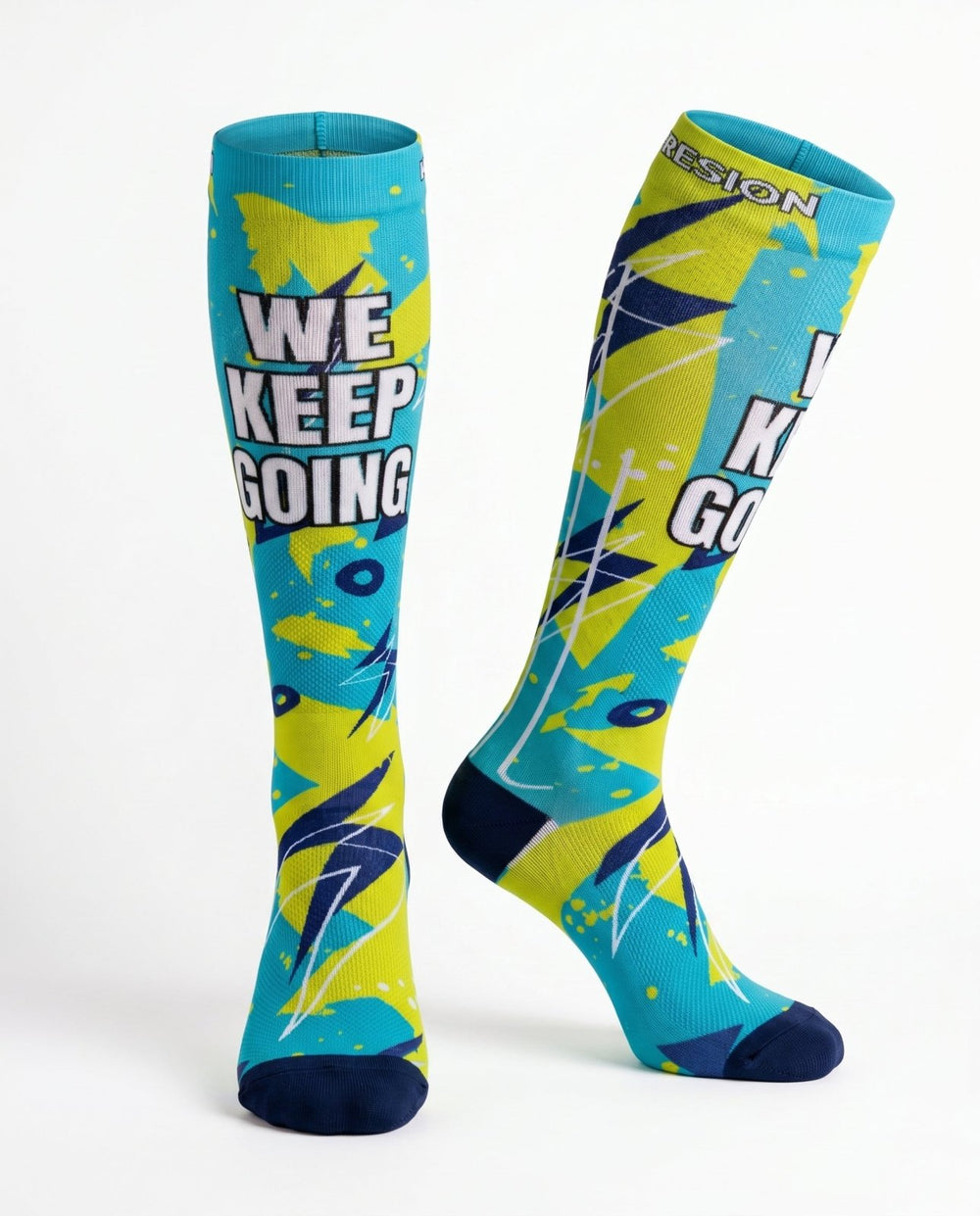 Calcetines de compresión Performance Blue con diseño We Keep Going - Kompresion